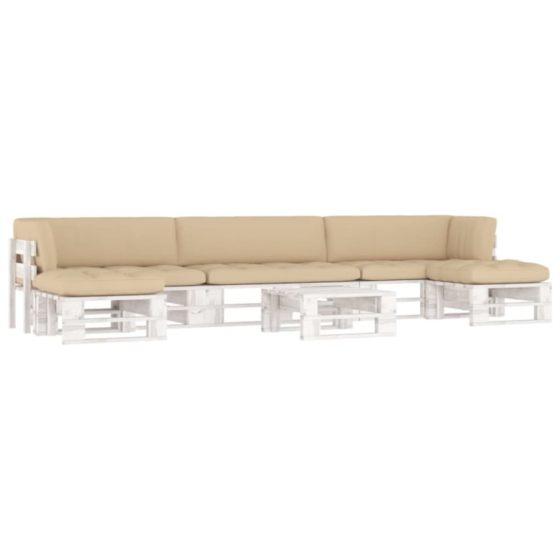 vidaXL 6-tlg. Paletten-Lounge-Set Weiß Imprägniertes Kiefernholz vidaXL 6-tlg. Paletten-Lounge-Set Weiß Imprägniertes Kiefernholz