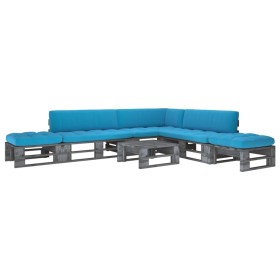 vidaXL 6-tlg. Paletten-Lounge-Set Grau Imprägniertes Kiefernholz