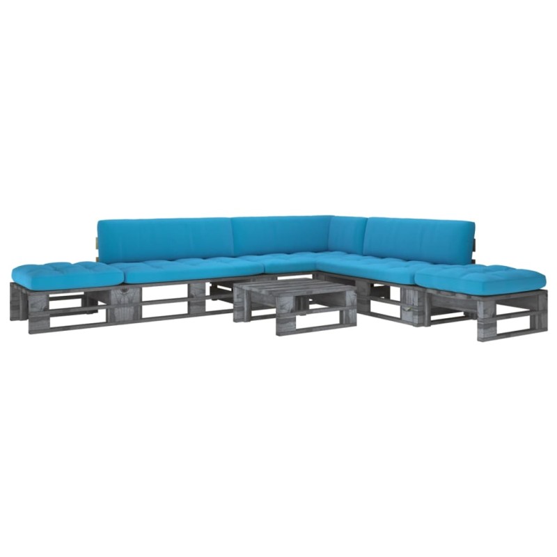 vidaXL 6-tlg. Paletten-Lounge-Set Grau Imprägniertes Kiefernholz vidaXL 6-tlg. Paletten-Lounge-Set Grau Imprägniertes Kiefernholz