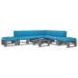 vidaXL 6-tlg. Paletten-Lounge-Set Grau Imprägniertes Kiefernholz vidaXL 6-tlg. Paletten-Lounge-Set Grau Imprägniertes Kiefernholz