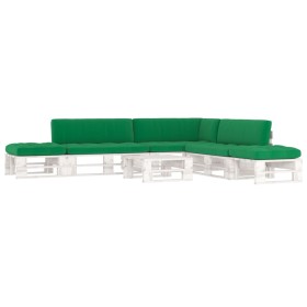 vidaXL 6-tlg. Paletten-Lounge-Set Weiß Imprägniertes Kiefernholz