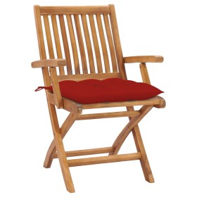 vidaXL Klappbare Gartenstühle mit Kissen 4 Stk. Massivholz Teak