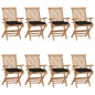 vidaXL Gartenstühle mit Schwarzen Kissen 8 Stk. Massivholz Teak vidaXL Gartenstühle mit Schwarzen Kissen 8 Stk. Massivholz Teak