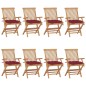 vidaXL Gartenstühle mit Weinroten Kissen 8 Stk. Massivholz Teak vidaXL Gartenstühle mit Weinroten Kissen 8 Stk. Massivholz Teak