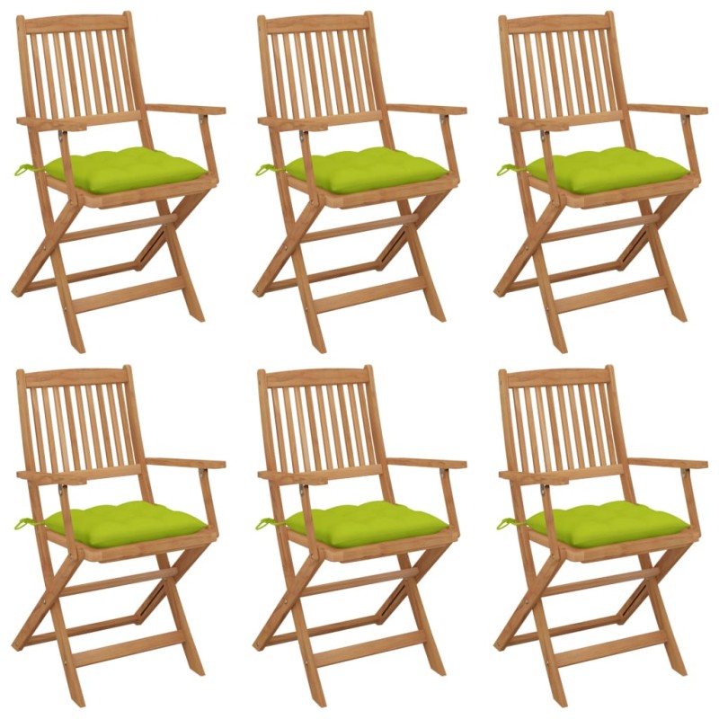 vidaXL Klappbare Gartenstühle 6 Stk. mit Kissen Massivholz Akazie vidaXL Klappbare Gartenstühle 6 Stk. mit Kissen Massivholz Akazie