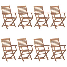 vidaXL Klappbare Gartenstühle 8 Stk. mit Kissen Massivholz Akazie
