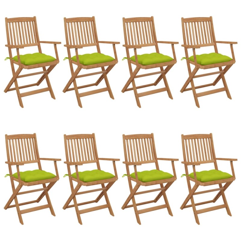 vidaXL Klappbare Gartenstühle 8 Stk. mit Kissen Massivholz Akazie vidaXL Klappbare Gartenstühle 8 Stk. mit Kissen Massivholz Akazie