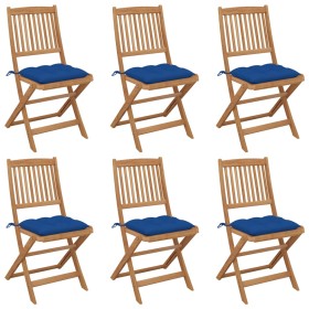 vidaXL Klappbare Gartenstühle 6 Stk. mit Kissen Massivholz Akazie