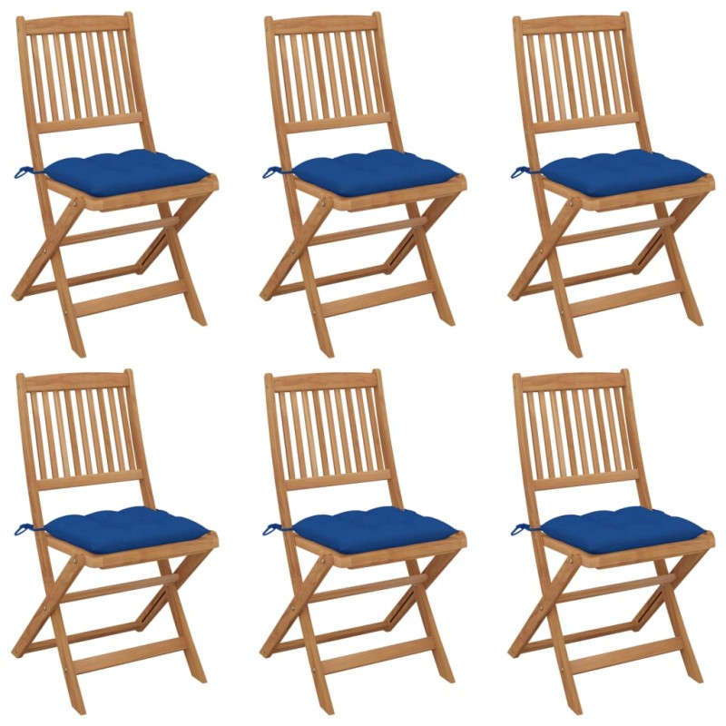 vidaXL Klappbare Gartenstühle 6 Stk. mit Kissen Massivholz Akazie vidaXL Klappbare Gartenstühle 6 Stk. mit Kissen Massivholz Akazie