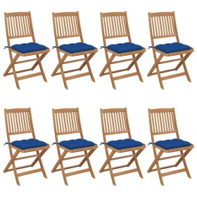 vidaXL Klappbare Gartenstühle 8 Stk. mit Kissen Massivholz Akazie