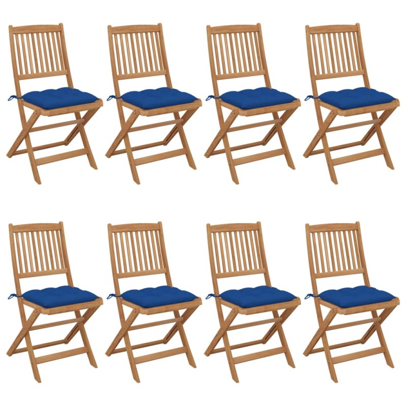 vidaXL Klappbare Gartenstühle 8 Stk. mit Kissen Massivholz Akazie vidaXL Klappbare Gartenstühle 8 Stk. mit Kissen Massivholz Akazie