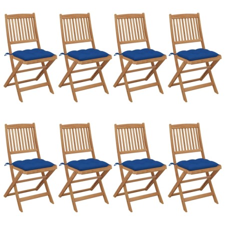 vidaXL Klappbare Gartenstühle 8 Stk. mit Kissen Massivholz Akazie