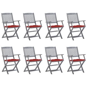 vidaXL Klappbare Gartenstühle 8 Stk. mit Kissen Massivholz Akazie