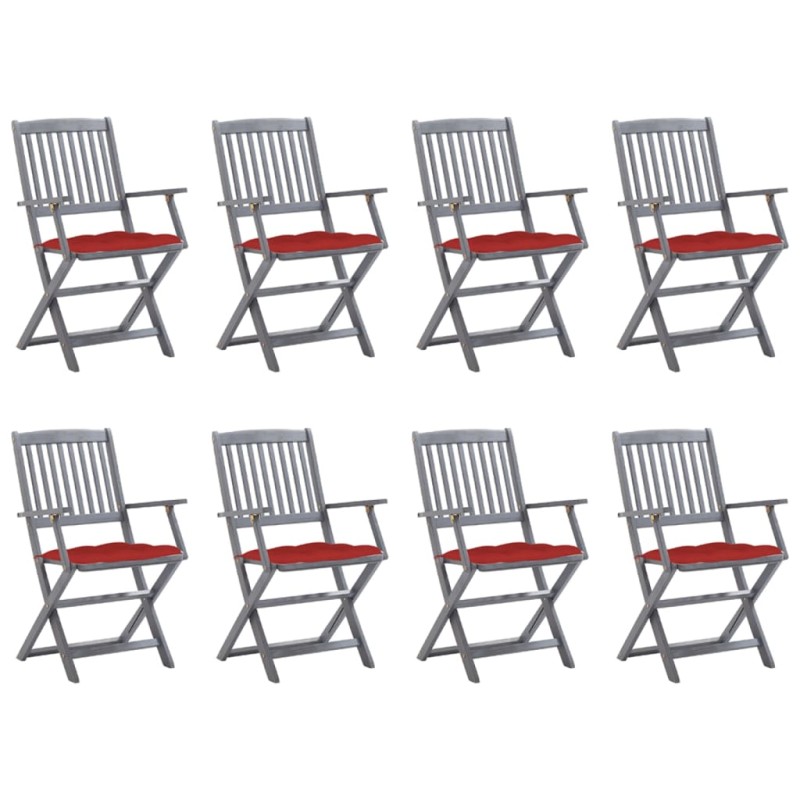 vidaXL Klappbare Gartenstühle 8 Stk. mit Kissen Massivholz Akazie vidaXL Klappbare Gartenstühle 8 Stk. mit Kissen Massivholz Akazie