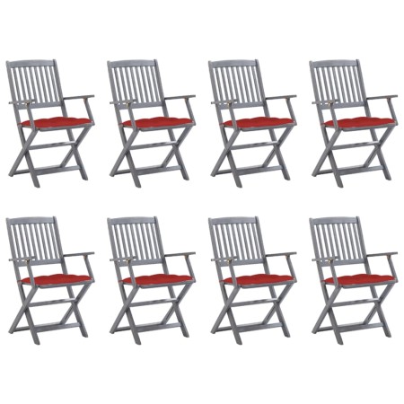 vidaXL Klappbare Gartenstühle 8 Stk. mit Kissen Massivholz Akazie