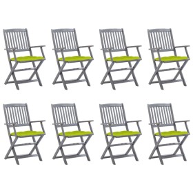 vidaXL Klappbare Gartenstühle 8 Stk. mit Kissen Massivholz Akazie