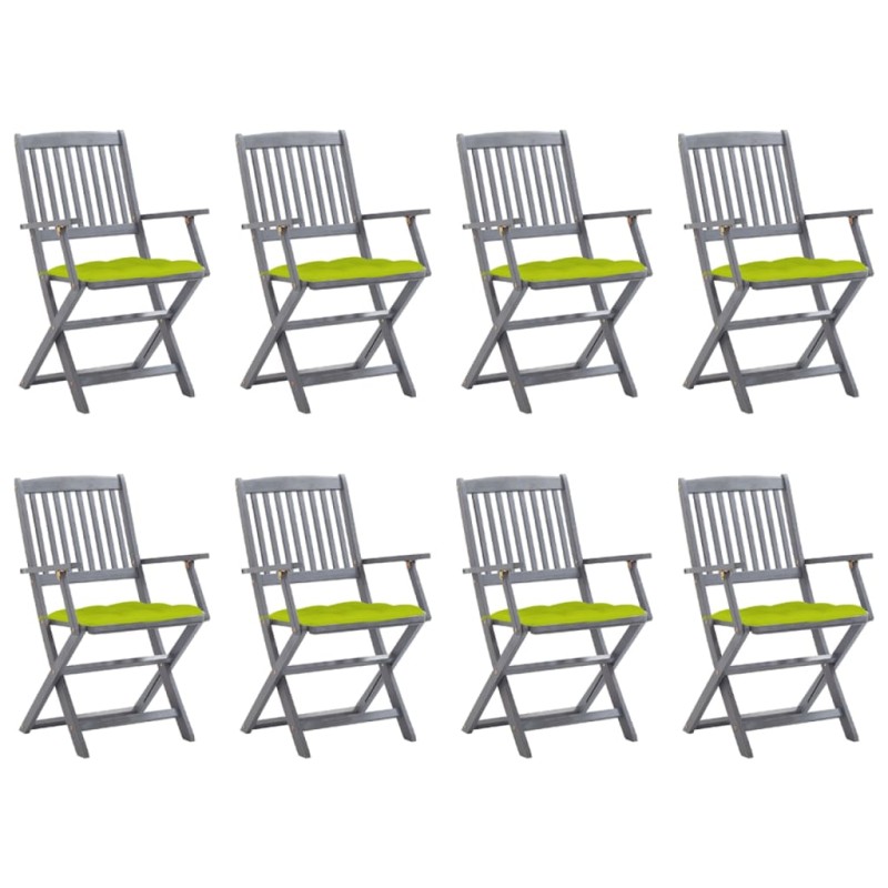vidaXL Klappbare Gartenstühle 8 Stk. mit Kissen Massivholz Akazie vidaXL Klappbare Gartenstühle 8 Stk. mit Kissen Massivholz Akazie