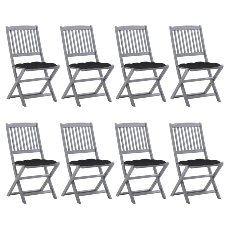 vidaXL Klappbare Gartenstühle 8 Stk. mit Kissen Massivholz Akazie vidaXL Klappbare Gartenstühle 8 Stk. mit Kissen Massivholz Akazie