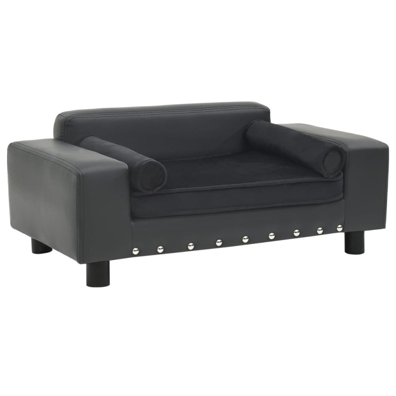 vidaXL Hundesofa Dunkelgrau 81x43x31 cm Plüsch und Kunstleder vidaXL Hundesofa Dunkelgrau 81x43x31 cm Plüsch und Kunstleder