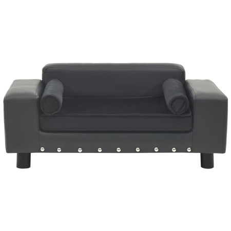 vidaXL Hundesofa Dunkelgrau 81x43x31 cm Plüsch und Kunstleder