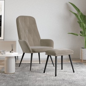vidaXL Relaxsessel mit Hocker Hellgrau Samt