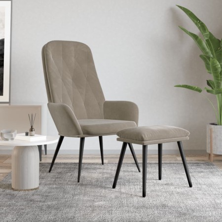 vidaXL Relaxsessel mit Hocker Hellgrau Samt