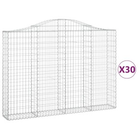 vidaXL Gabionen mit Hochbogen 30Stk. 200x30x140/160cm Verzinktes Eisen