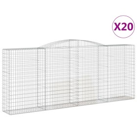 vidaXL Gabionen mit Hochbogen 20 Stk 400x50x160/180cm Verzinktes Eisen