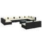 vidaXL 10-tlg. Garten-Lounge-Set mit Kissen Schwarz Poly Rattan vidaXL 10-tlg. Garten-Lounge-Set mit Kissen Schwarz Poly Rattan