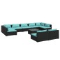 vidaXL 10-tlg. Garten-Lounge-Set mit Kissen Schwarz Poly Rattan vidaXL 10-tlg. Garten-Lounge-Set mit Kissen Schwarz Poly Rattan