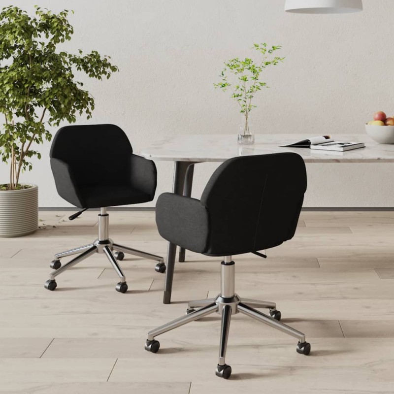 vidaXL Esszimmerstühle 2 Stk. Drehbar Schwarz Stoff vidaXL Esszimmerstühle 2 Stk. Drehbar Schwarz Stoff