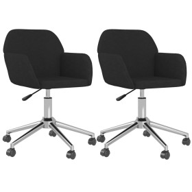 vidaXL Esszimmerstühle 2 Stk. Drehbar Schwarz Stoff
