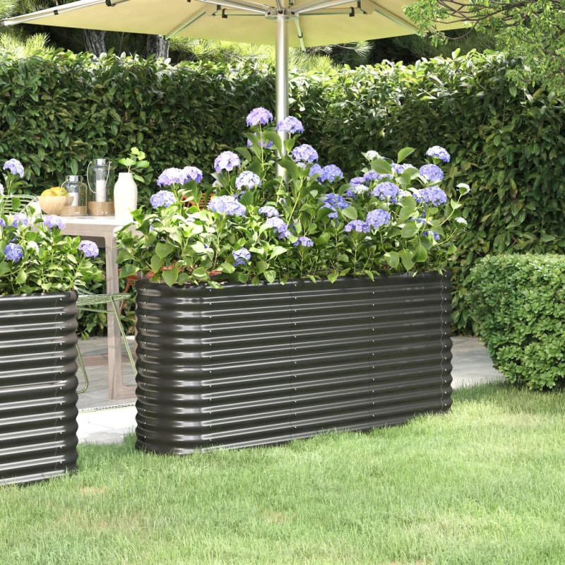 vidaXL Hochbeet Pulverbeschichteter Stahl 152x40x68 cm Anthrazit vidaXL Hochbeet Pulverbeschichteter Stahl 152x40x68 cm Anthrazit