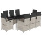 vidaXL 9-tlg. Garten-Essgruppe mit Kissen Hellgrau Poly Rattan vidaXL 9-tlg. Garten-Essgruppe mit Kissen Hellgrau Poly Rattan