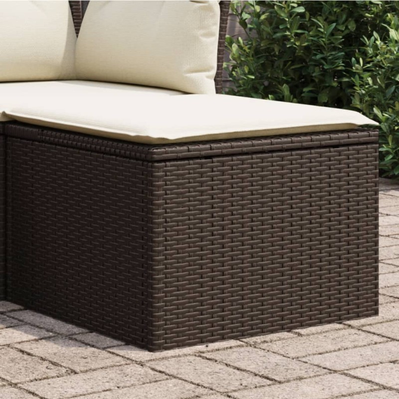 vidaXL Gartenhocker mit Kissen Braun 55x55x37 cm Poly Rattan vidaXL Gartenhocker mit Kissen Braun 55x55x37 cm Poly Rattan
