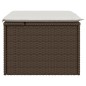 vidaXL Gartenhocker mit Kissen Braun 55x55x37 cm Poly Rattan vidaXL Gartenhocker mit Kissen Braun 55x55x37 cm Poly Rattan