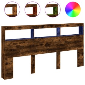 vidaXL LED-Kopfteil mit Ablagen Räuchereiche 200x17x102 cm