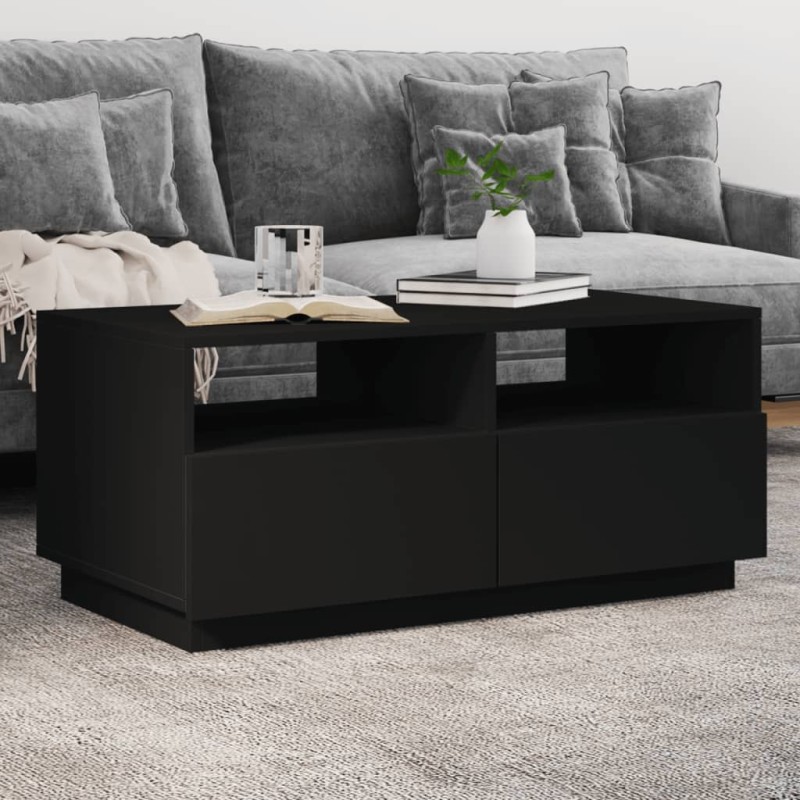 vidaXL Couchtisch mit LED-Leuchten Schwarz 90x49x40 cm vidaXL Couchtisch mit LED-Leuchten Schwarz 90x49x40 cm