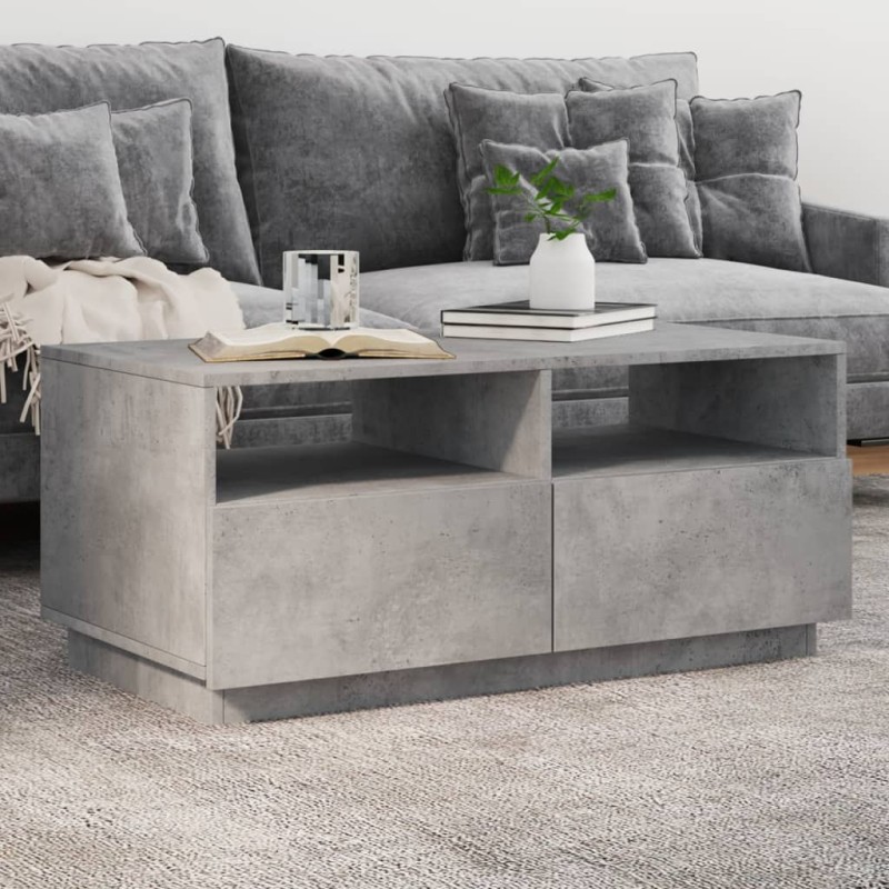 vidaXL Couchtisch mit LED-Leuchten Betongrau 90x49x40 cm vidaXL Couchtisch mit LED-Leuchten Betongrau 90x49x40 cm