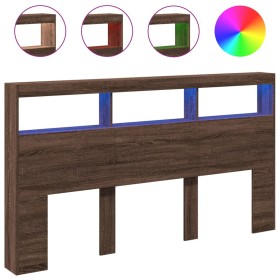 vidaXL LED-Kopfteil mit Ablage Braun Eichen-Optik 180x17x102 cm