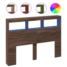 vidaXL LED-Kopfteil mit Ablage Braun Eichen-Optik 140x17x102 cm