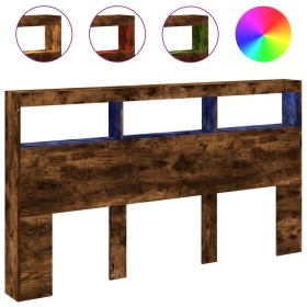 vidaXL LED-Kopfteil mit Ablage Räuchereiche 180x17x102 cm