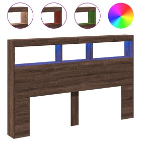 vidaXL LED-Kopfteil mit Ablage Braun Eichen-Optik 160x17x102 cm