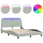 vidaXL Bettgestell mit LED-Leuchten Hellgrau 140x200 cm Samt vidaXL Bettgestell mit LED-Leuchten Hellgrau 140x200 cm Samt