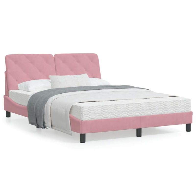 vidaXL Bettgestell mit LED-Leuchten Rosa 120x200 cm Samt vidaXL Bettgestell mit LED-Leuchten Rosa 120x200 cm Samt