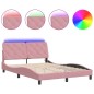 vidaXL Bettgestell mit LED-Leuchten Rosa 120x200 cm Samt vidaXL Bettgestell mit LED-Leuchten Rosa 120x200 cm Samt