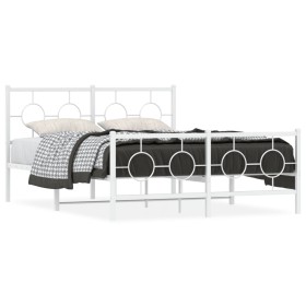 vidaXL Bettgestell mit Kopf- und Fußteil Metall Weiß 135x190 cm