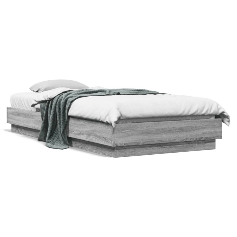 vidaXL Bettgestell Grau Sonoma 100x200 cm Holzwerkstoff vidaXL Bettgestell Grau Sonoma 100x200 cm Holzwerkstoff