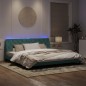 vidaXL Bettgestell mit LED-Leuchten Dunkelgrün 200x200 cm Samt vidaXL Bettgestell mit LED-Leuchten Dunkelgrün 200x200 cm Samt