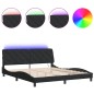 vidaXL Bettgestell mit LED-Leuchten Schwarz 180x200 cm Samt vidaXL Bettgestell mit LED-Leuchten Schwarz 180x200 cm Samt